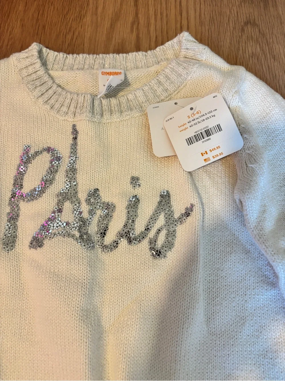 Gymboree white Crewneck Sweater with Silver Glitter 